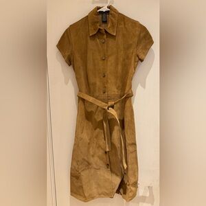 Banana Republic Tan Suede Button-Up Shirt Dress